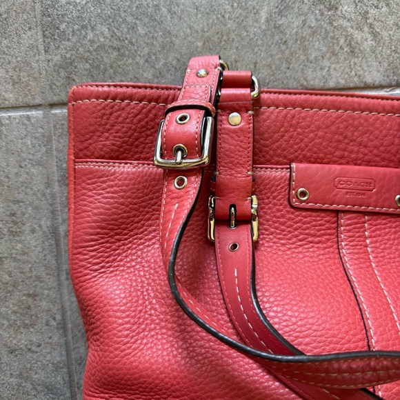 Coach Hamilton F13089 Red Pebbled Leather Y2K Tote • Women’s Shoulder Bag - Picture 5 of 12